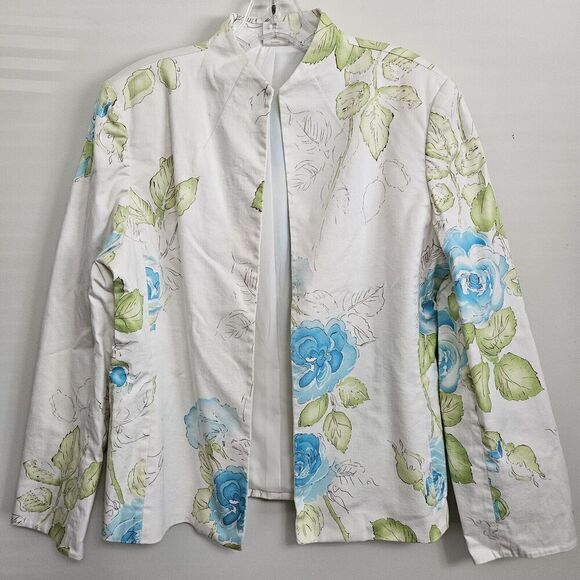 Austin Reed Blazer Women's Size 14 Cotton White Open-Front Long Sleeves MSRP$290 - Picture 1 of 10